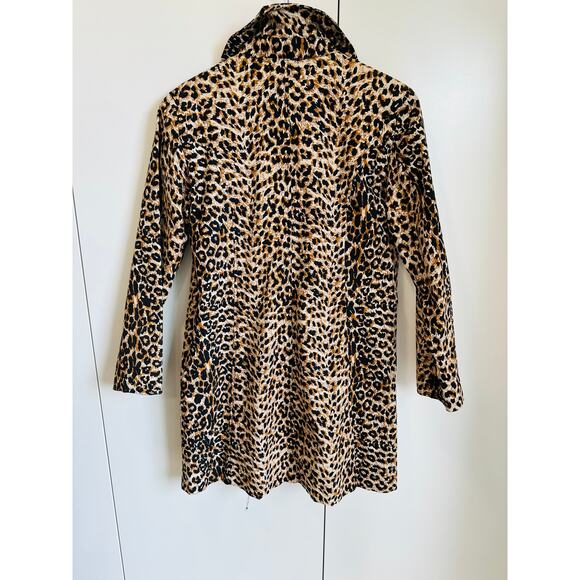 Y2K Leopard Print Coat Size Small Lightweight Pockets Midi Fit Bratz Era - Picture 4 of 9